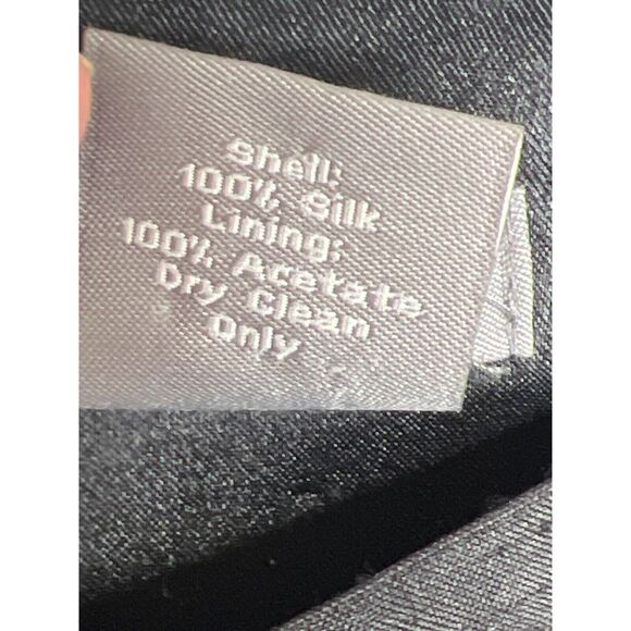 Ann Taylor Shantung Silk Bow Dress Sz 10 Black Strapless Zip Bow Party Cocktail - Picture 7 of 9